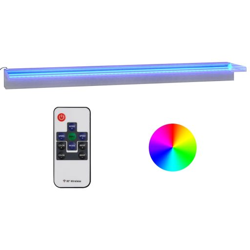 Rozsdamentes acél vízeséskifolyó RGB LED-ekkel 108 cm