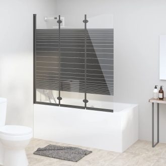   3 paneles fekete ESG összecsukható zuhanyparaván 130 x 130 cm