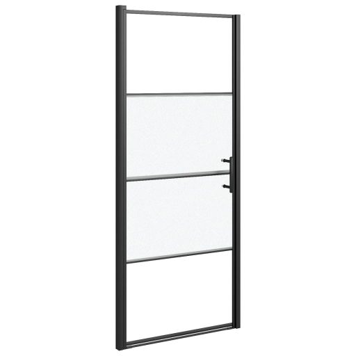 Fekete selyemmatt edzett üveg zuhanyajtó 91 x 195 cm