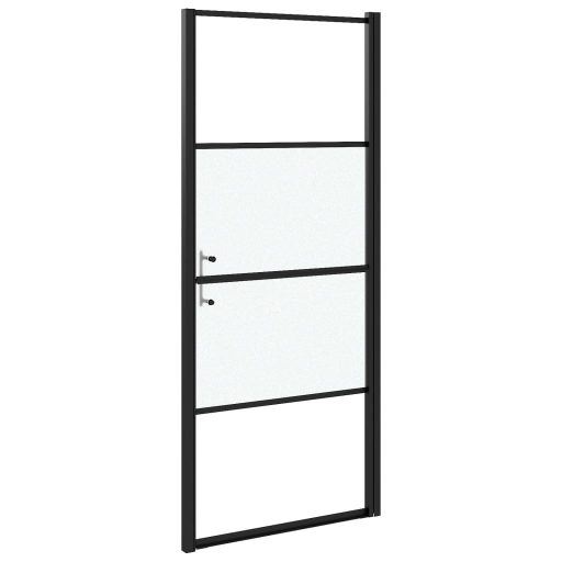 Fekete selyemmatt edzett üveg zuhanyajtó 91 x 195 cm