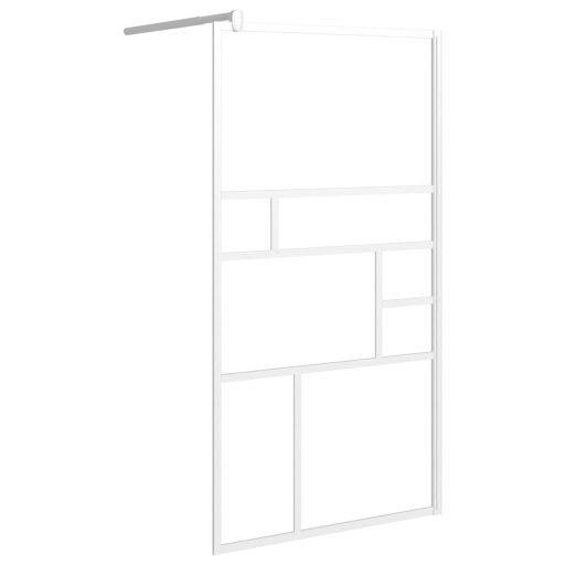 Fehér ESG üveg zuhanyfal küszöb nélküli zuhanyhoz 115x195 cm