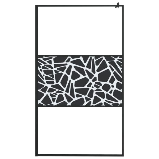 Fekete ESG üveg zuhanyfal kőmintával 115x195cm