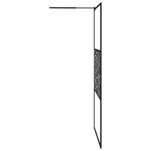 Fekete ESG üveg zuhanyfal kőmintával 115x195cm