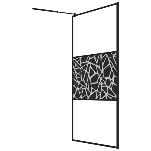 Fekete ESG üveg zuhanyfal kőmintával 115x195cm