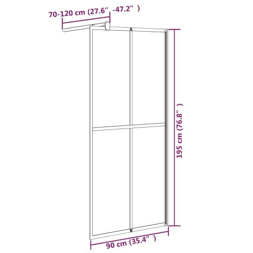 Sötét edzett üveg zuhanyfal küszöb nélküli zuhanyhoz 90x195cm