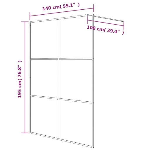 Fekete selyemmatt ESG üveg zuhanyfal 140x195 cm