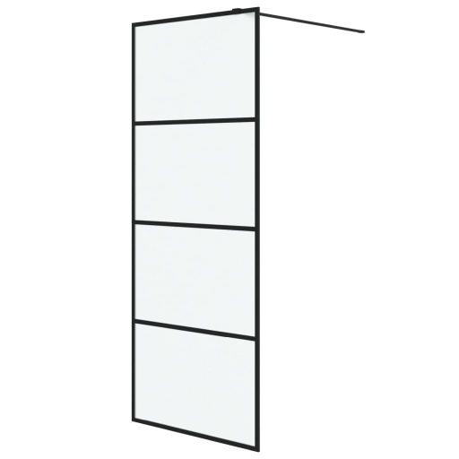 Fekete ESG tejüveg zuhanyfal küszöb nélküli zuhanyhoz 80x195 cm