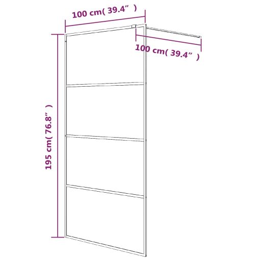 Ezüstszínű átlátszó ESG üveg zuhanyfal 100 x 195 cm