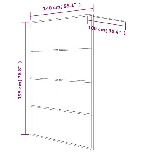 Ezüstszínű átlátszó ESG üveg zuhanyfal 140x195 cm