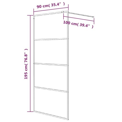 Fehér átlátszó ESG üveg zuhanyfal 90 x 195 cm
