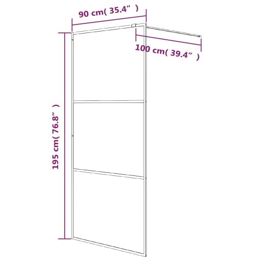Fehér átlátszó ESG üveg zuhanyfal 90 x 195 cm