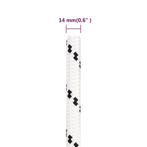 Fehér poliészter fonott csónakkötél 14 mm x 250 m