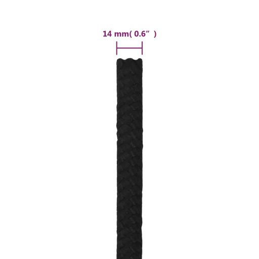Fekete poliészter munkakötél 14 mm 250 m