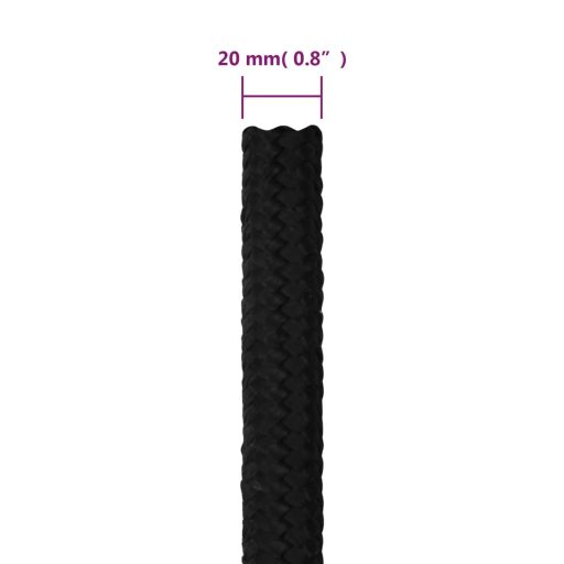 Fekete poliészter munkakötél 20 mm 100 m
