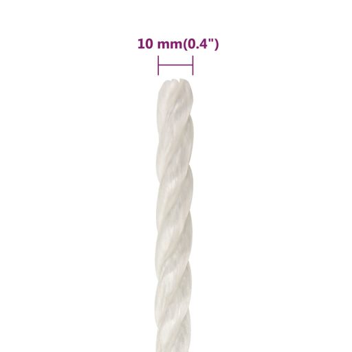 Fehér polipropilén munkakötél 10 mm 500 m