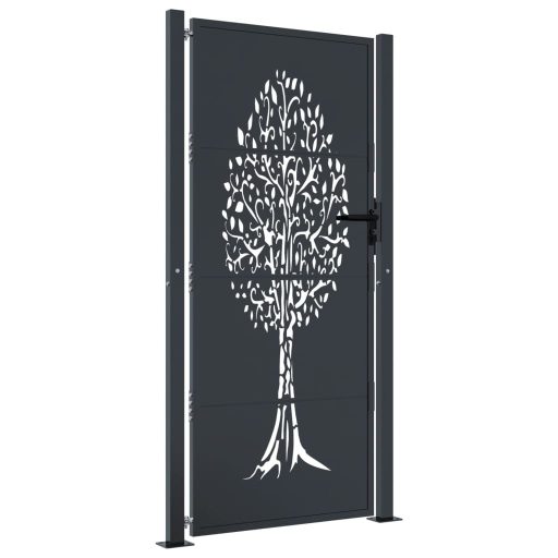 Antracitszürke famintás acél kertkapu 105 x 205 cm
