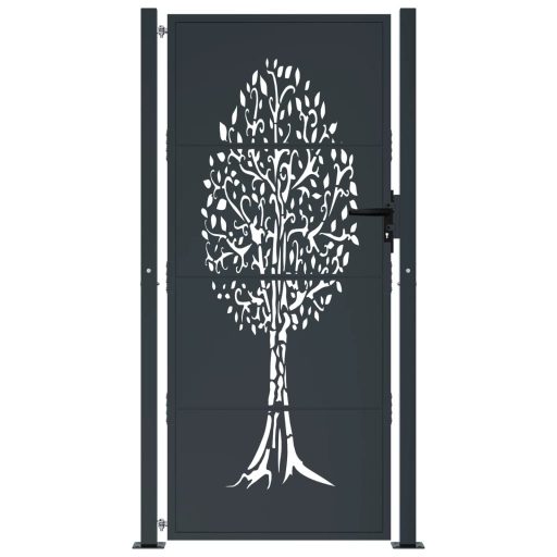 Antracitszürke famintás acél kertkapu 105 x 205 cm
