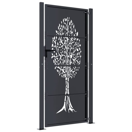 Antracitszürke famintás acél kertkapu 105 x 205 cm