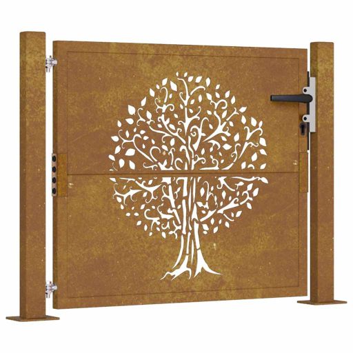 Rozsdaszínű famintás corten acél kerti kapu 105 x 105 cm