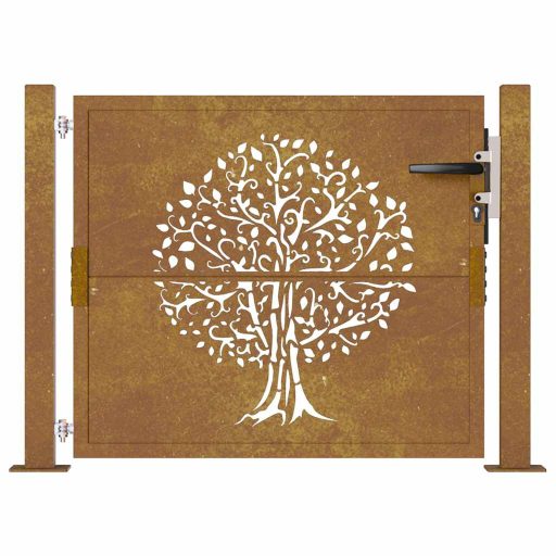 Rozsdaszínű famintás corten acél kerti kapu 105 x 105 cm