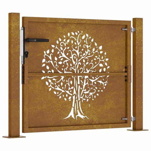 Rozsdaszínű famintás corten acél kerti kapu 105 x 105 cm