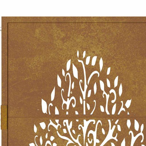 Rozsdaszínű famintás corten acél kerti kapu 105 x 105 cm