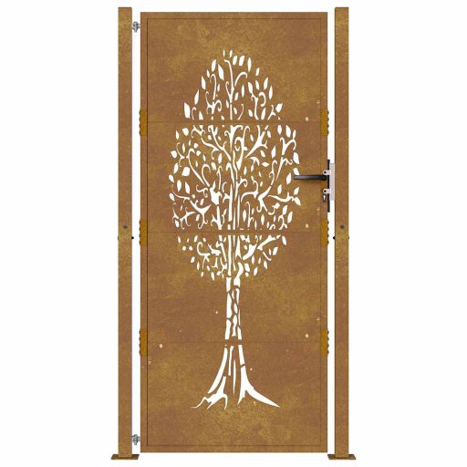 Rozsdaszínű famintás corten acél kerti kapu 105 x 205 cm