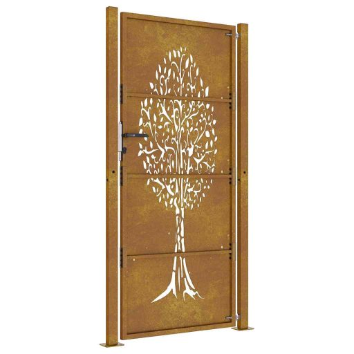Rozsdaszínű famintás corten acél kerti kapu 105 x 205 cm