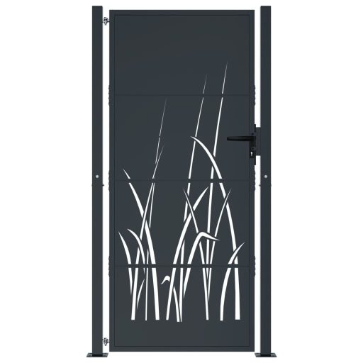 Antracitszürke fűmintás acél kertkapu 105 x 205 cm