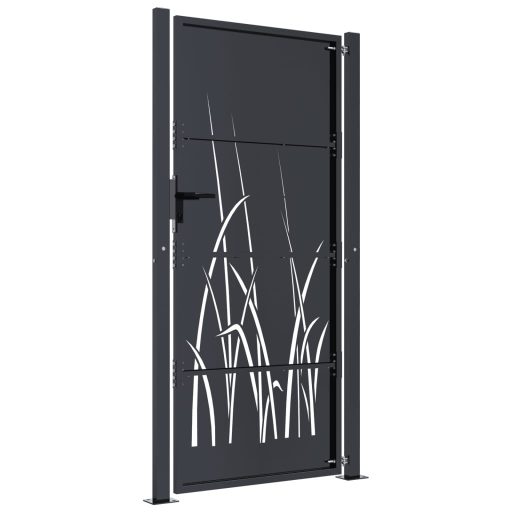 Antracitszürke fűmintás acél kertkapu 105 x 205 cm