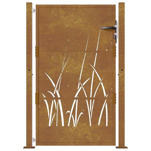 Fűmintás corten acél kerti kapu 105 x 155 cm