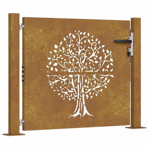 Rozsdaszínű famintás corten acél kerti kapu 105 x 105 cm