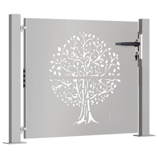 Rozsdaszínű famintás corten acél kerti kapu 105 x 105 cm