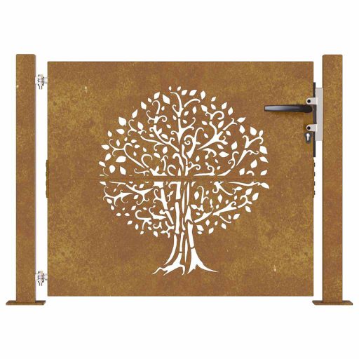 Rozsdaszínű famintás corten acél kerti kapu 105 x 105 cm