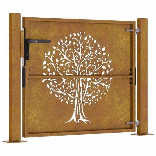 Rozsdaszínű famintás corten acél kerti kapu 105 x 105 cm