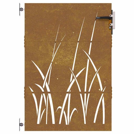 Fűmintás corten acél kerti kapu 85 x 150 cm