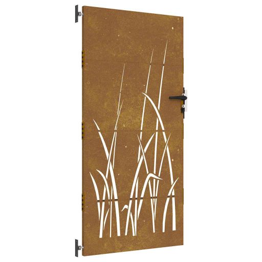 Fűmintás corten acél kerti kapu 85 x 175 cm