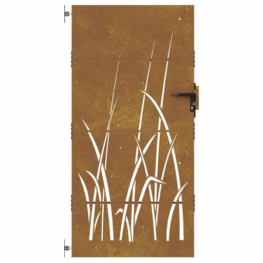 Fűmintás corten acél kerti kapu 85 x 175 cm