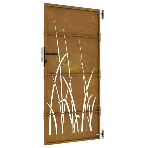 Fűmintás corten acél kerti kapu 85 x 175 cm