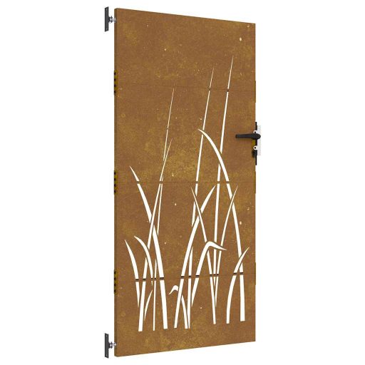 Fűmintás corten acél kerti kapu 85 x 200 cm
