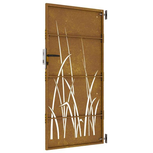 Fűmintás corten acél kerti kapu 85 x 200 cm
