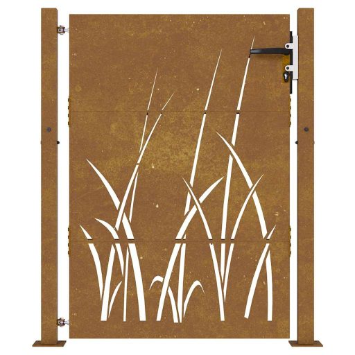 Fűmintás corten acél kerti kapu 105 x 130 cm