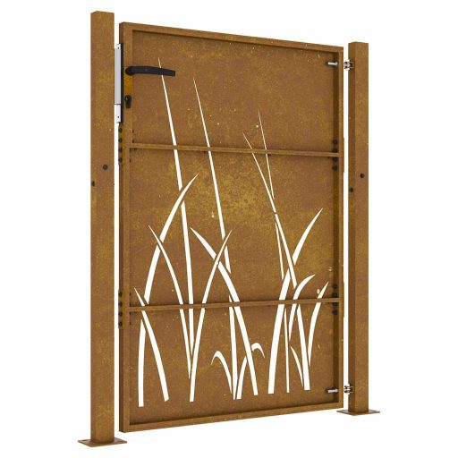 Fűmintás corten acél kerti kapu 105 x 130 cm