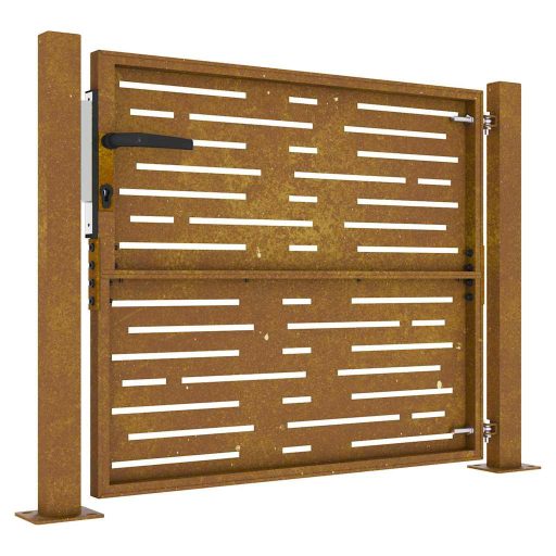 Rozsdaszínű famintás corten acél kerti kapu 105 x 105 cm
