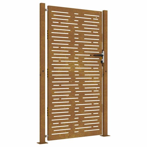 Négyszögmintás corten acél kerti kapu 105 x 180 cm