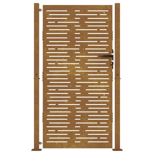 Négyszögmintás corten acél kerti kapu 105 x 180 cm