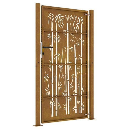 Négyszögmintás corten acél kerti kapu 105 x 180 cm