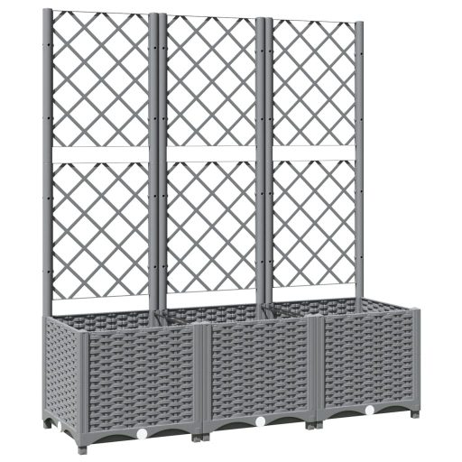 Világosszürke PP rácsos kerti ültetőláda 120 x 40 x 136 cm
