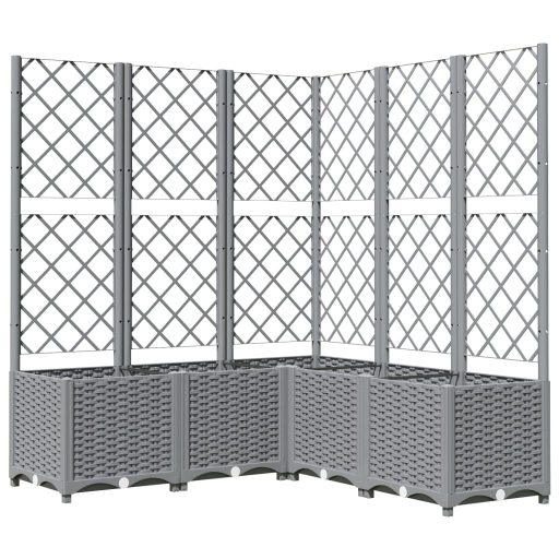 Világosszürke PP rácsos kerti ültetőláda 120 x 120 x 136 cm