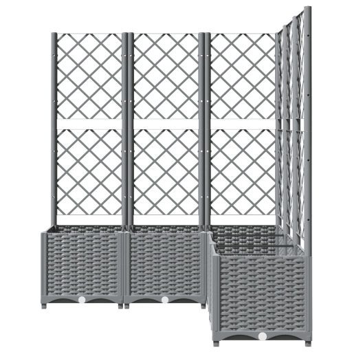 Világosszürke PP rácsos kerti ültetőláda 120 x 120 x 136 cm